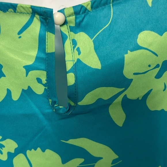 Floral Blue and Green Women's Dress - Picture 4 of 10